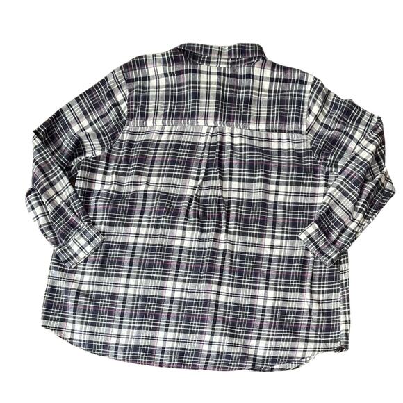 Ellos Women’s Plus Size 2X Flannel Shirt Navy Plaid Button Down Cozy Comfycore - Picture 6 of 8